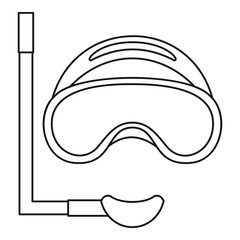 Scuba mask and snorkel icon. Outline illustration of scuba mask and snorkel vector icon for web
