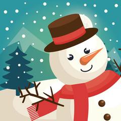 happy merry christmas snowman character vector illustration design