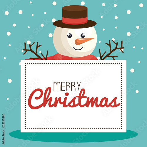 &quot;happy merry christmas snowman character vector illustration design