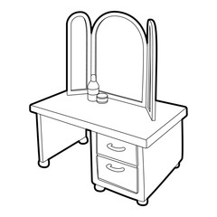 Dressing table with a mirror icon. Isometric 3d illustration of dressing table with a mirror vector icon for web