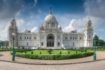 Fototapeta na wymiar Panoramic image of Victoria Memorial, Kolkata