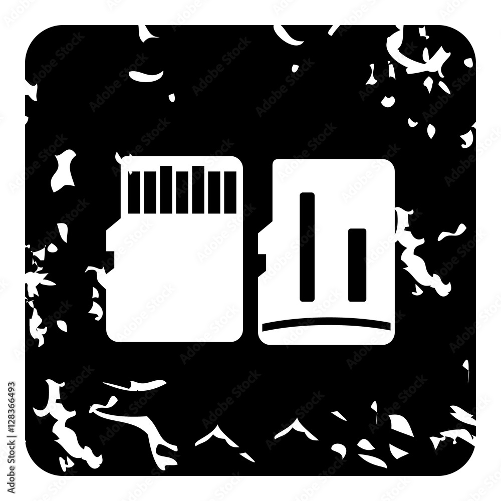 Poster sd memory card icon. grunge illustration of sd memory card vector icon for web design