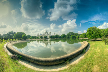 Naklejka premium Panoramic image of Victoria Memorial, Kolkata