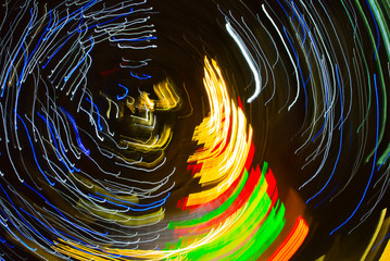 Abstract background made of Christmas lights with long exposure. 