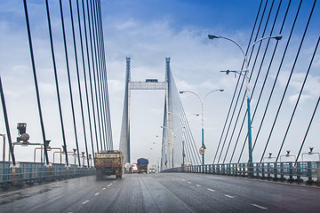 Fototapeta premium Vidyasagar Setu, longest cable - stayed bridge in India