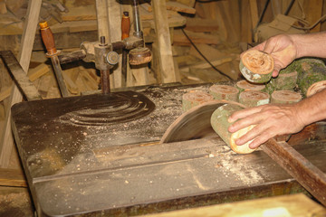 Carpenter working with a saw