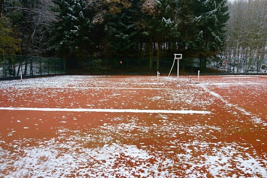 Abandoned tennis court