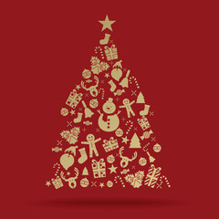 Naklejka na ściany i meble Christmas tree decoration icon vector