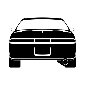 Japan car silhouette, vector, back view, icon