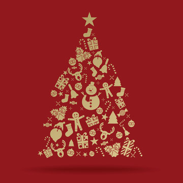 Christmas tree decoration icon vector