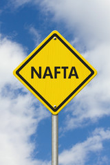 North American Free Trade Agreement yellow warning road sign