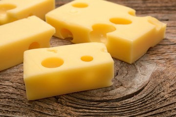 Cheese on wooden table