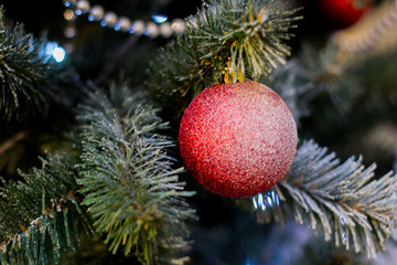 Beautiful Christmas picture with Christmas tree and ball