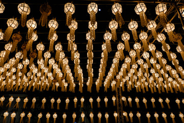 Colorful lanterns during Loy Krathong festival at Chiang Mai Tha