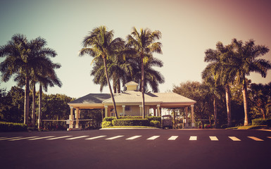 Guard entrance to gated community in South Florida