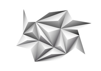 Abstract geometric white background. Folded paper in shape triangle.