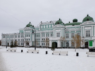 Omsk, Russia - November 22, 2016: Recreation area at the Omsk State Academic Drama Theatre