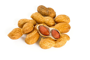 peanuts on white background