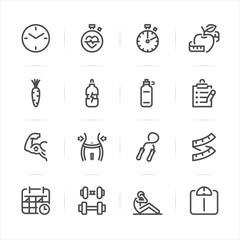 Fitness and Health icons with White Background 