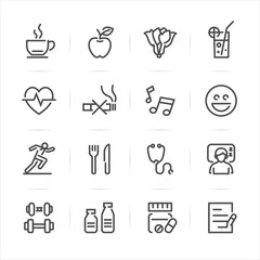 Health and Wellness icons with White Background