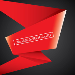 vector red christmas origami speech bubble banner