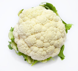 Head of fresh cauliflower on a white background. Horizontal