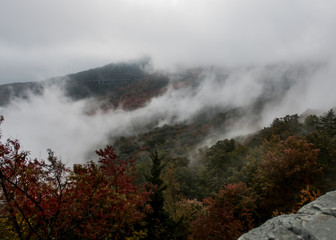 Thick Morning Fog Near Linn Cove Viaduct