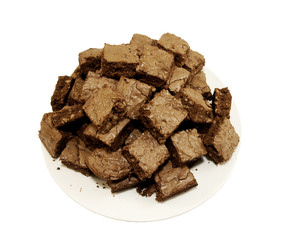 Plate with freshly baked homemade brownies