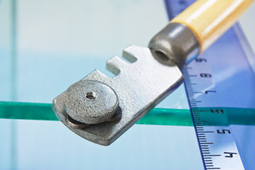 glass cutter and  ruler