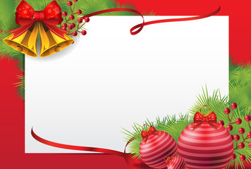 xmas fir ball bell ribbon paper greeting card