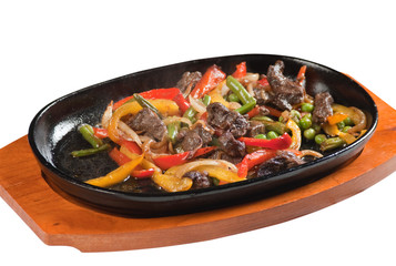 grilled meat with mushrooms