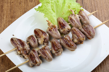 Chicken hearts skewer