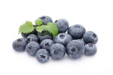 Group of fresh juisy blueberries isolated on white background.