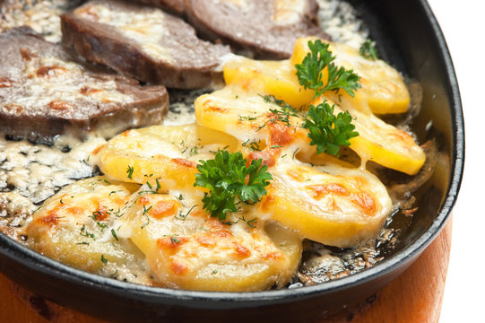 dishes of roast mea