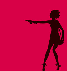 vector illustration of woman silhouette. fashion  spy agent conc