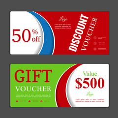 Gift voucher template. Can be use for shopping cards, discount coupon, banner, discount card , web design and other. Vector illustration. Happy New Year and Merry Christmas design