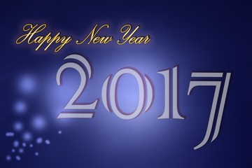 Happy new year 2017 on blue background.