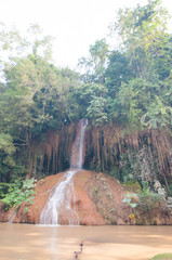 the limestone water fall. the water fall in the north of Thailand. Phu sang water fall (name) the natural water fall.