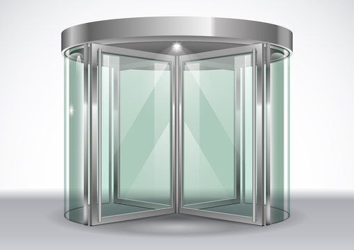 Revolving door shopping center. Vector graphics with transparency effects