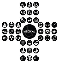 Black Medical and health care Icon collection
