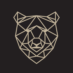 Modern brown bear in polygonal style.Vector geometric illustration. Simple line design.