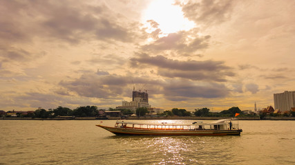 express cruise at chaopraya river thailand on evenning