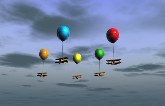 Palloncini colorati e aerei