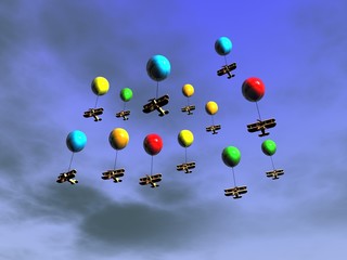 Palloncini colorati e aerei