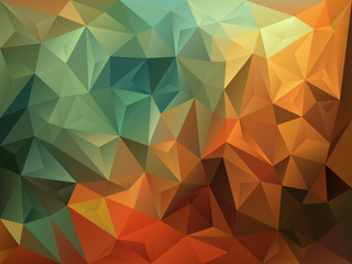 vector abstract irregular polygon background with a triangle pattern in vintage autumnal green, brown and orange color