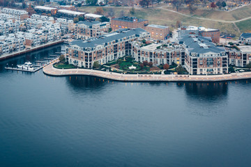 Fototapeta premium Aerial view of the Inner Harbor and Federal Hill, in Baltimore,