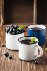 Russian kissel with blueberry and mint