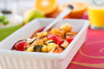 Mediterrane Hähnchen-Gemüse-Pfanne