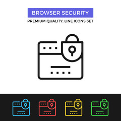 Vector browser security icon. Thin line icon