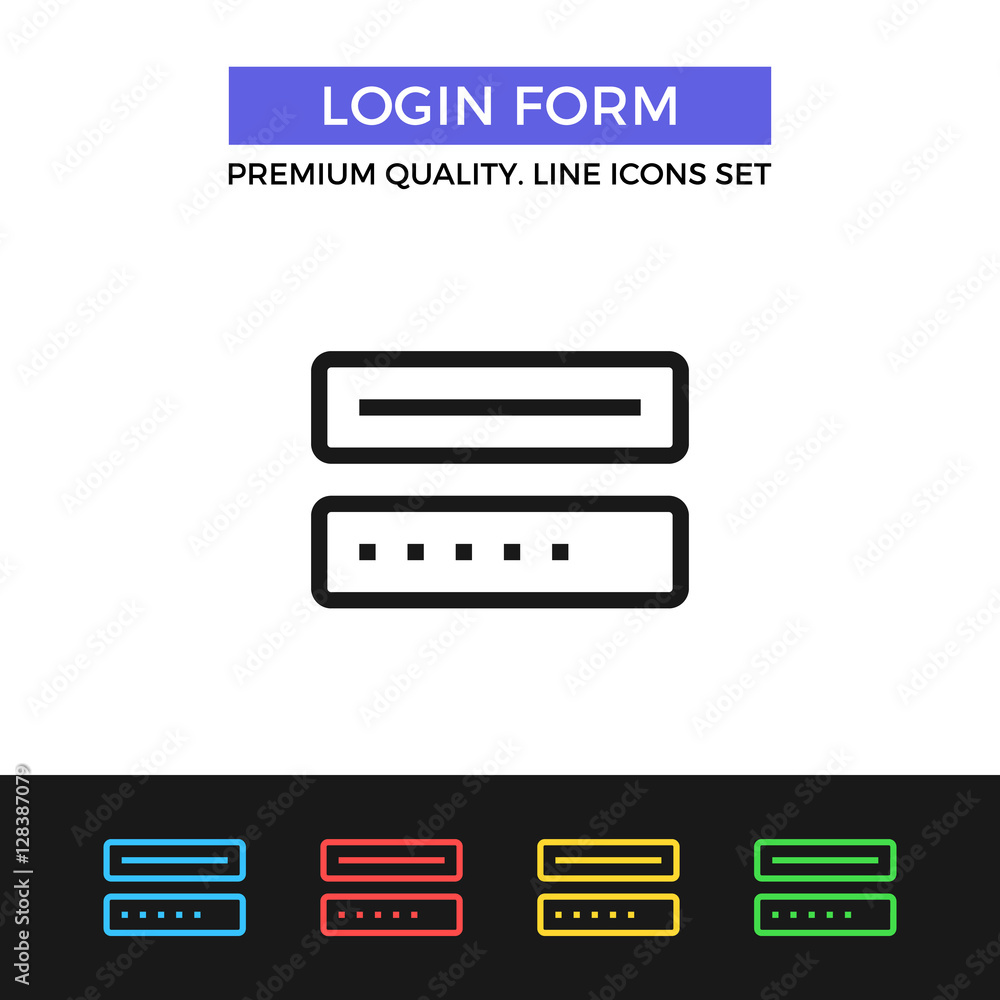 Poster vector login form icon. thin line icon